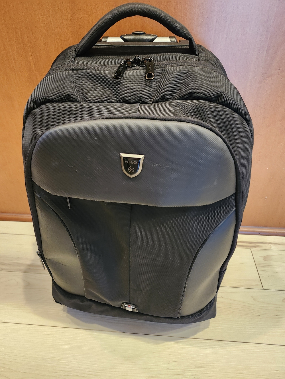 YH&GS Black Laptop Backpack with Front Protective Panel